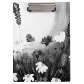 Schwarz-Weiß-Wildblumen Klemmbrett (Vorderseite)