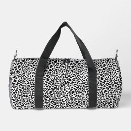 Schwarz-weiß-Wildtierdruck. Schneeleopard Prin Duffle Bag