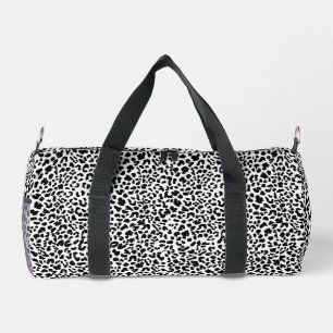 Schwarz-weiß-Wildtierdruck. Schneeleopard Prin Duffle Bag