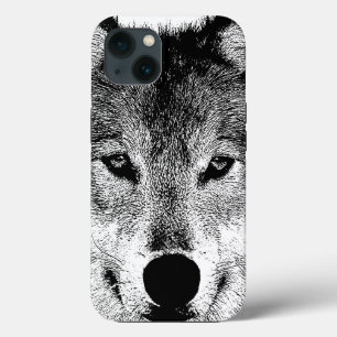 Schwarz & Weiß-Wildwolf-Augen Case-Mate iPhone Hülle