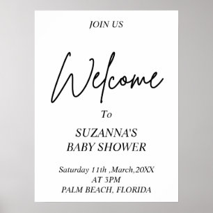 SCHWARZ WEISS WILLKOMMEN Babyparty Poster
