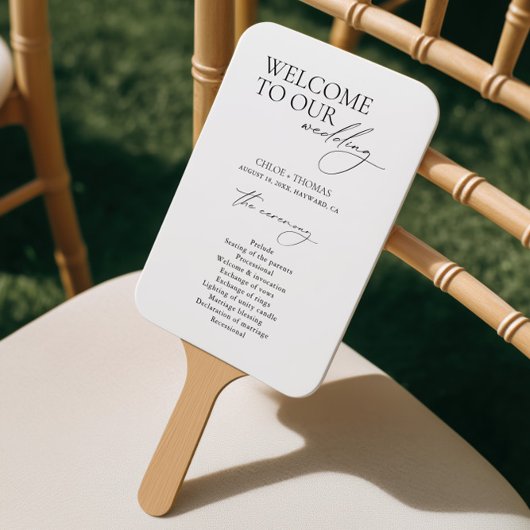 Schwarz & Weiß Willkommen Hochzeitsprogramm Handfä Fächer