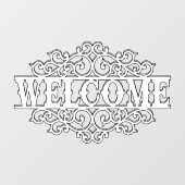 Schwarz-Weiß-Willkommenstür Fensteraufkleber (Blatt)