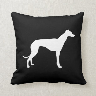 Schwarz-Weiß-Windhund-Silhouette auf beiden Seiten Kissen