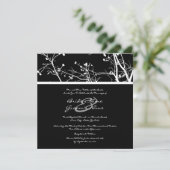 Schwarz-Weiß-Winter-Baum Einladung zum Hochzeitsfe (Stehend Vorderseite)