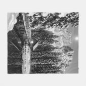 Schwarz-Weiß-Winter-Bergsee Foto Fleecedecke (Vorderseite (Horizontal))