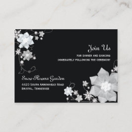 Schwarz-Weiß-Winter-Hochzeit-Empfang Begleitkarte