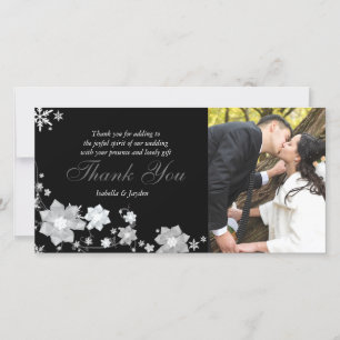 Schwarz-Weiß-Winter-Hochzeit Vielen Dank für Ihre Dankeskarte