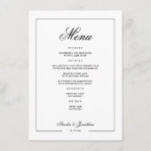Schwarz-Weiß-Winter-Hochzeitmenü Menükarte (Vorderseite)