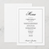Schwarz-Weiß-Winter-Hochzeitmenü Menükarte (Vorne/Hinten)
