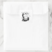 Schwarz-Weiß-Winter-Otter Quadratischer Aufkleber (Tasche)