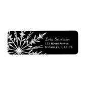 Schwarz-Weiß-Winter-Schneeflocken-Rücksendeadresse (Vorne)