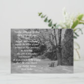 Schwarz-Weiß-Winterbench Hochzeit Einladung (Stehend Vorderseite)