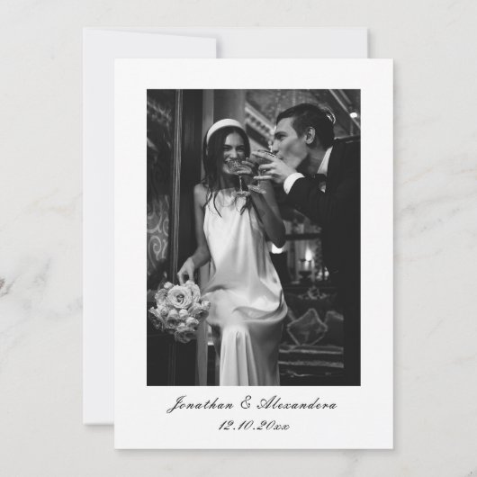 Schwarz-Weiß-Winterhochzeit Einladung (Rückseite)