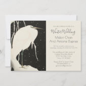 Schwarz-Weiß-Winterhochzeit | White Heron Einladung (Vorderseite)