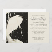 Schwarz-Weiß-Winterhochzeit | White Heron Einladung (Vorne/Hinten)