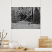 Schwarz-Weiß-Winterpark Bed & Breakfast Printwerbu Poster (Küche)