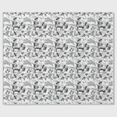 Schwarz-Weiß-Winterwaldtiere Xmas Geschenkpapier (Flach)