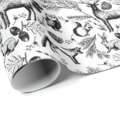 Schwarz-Weiß-Winterwaldtiere Xmas Geschenkpapier (Rolleneckpunkt)