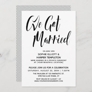 Schwarz/Weiß Wir Got Verheiratete Typografie Party Einladung