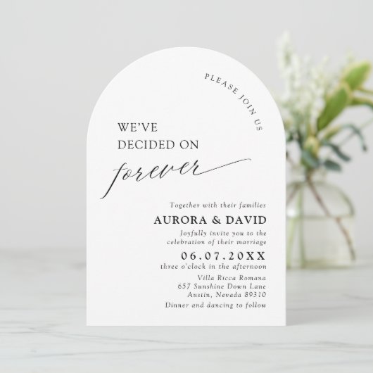 Schwarz & Weiß Wir haben uns für ewige Hochzeit en Einladung (Stehend Vorderseite)