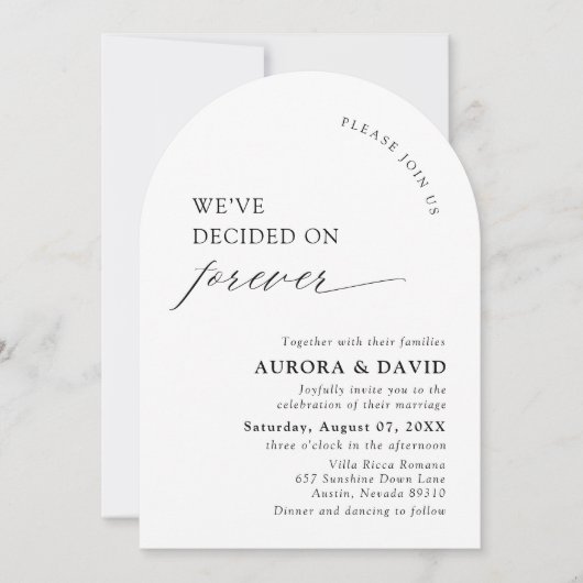 Schwarz & Weiß Wir haben uns für ewige Hochzeit en Einladung (Vorderseite)