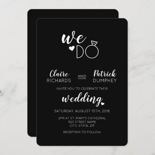 Schwarz & Weiß Wir machen Typografie Einladung Hoc (Vorne/Hinten)