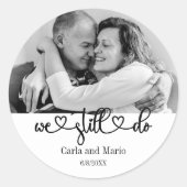 Schwarz & Weiß wir verlängern uns noch immer. Runder Aufkleber (Vorderseite)