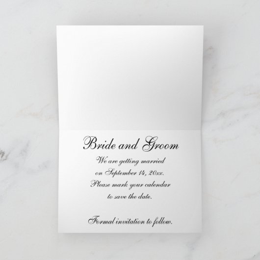 Schwarz-Weiß-Wirbel beim Hochzeitsdatum speichern Ankündigung (Innenseite)