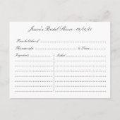 Schwarz-Weiß-Wirbel Brautparty Rezeptionskarten Einladungspostkarte (Rückseite)