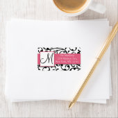 Schwarz-Weiß-Wirbel Damask-Adressetiketten Adressaufkleber (Insitu)