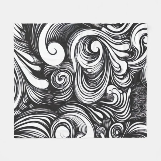 Schwarz-Weiß-Wirbel Fleecedecke (Vorderseite (Horizontal))