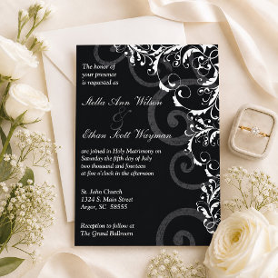 Schwarz-Weiß-Wirbel Hochzeitseinladung Einladung