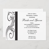 Schwarz-Weiß-Wirbel Hochzeitsessen Probe Einladung (Vorne/Hinten)