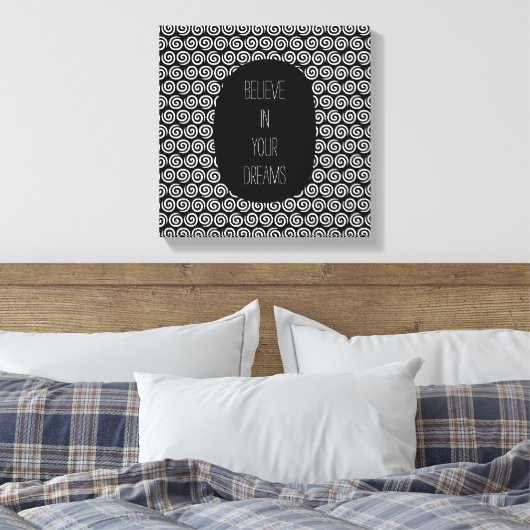 Schwarz-Weiß-Wirbel Leinwanddruck (Insitu (Schlafzimmer))