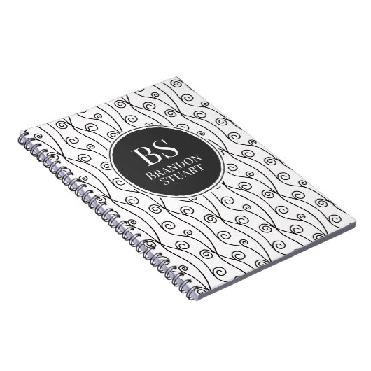 Schwarz-Weiß-Wirbel Notizblock (Rechte Seite)