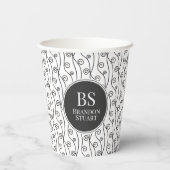 Schwarz-Weiß-Wirbel Pappbecher (Rückseite)