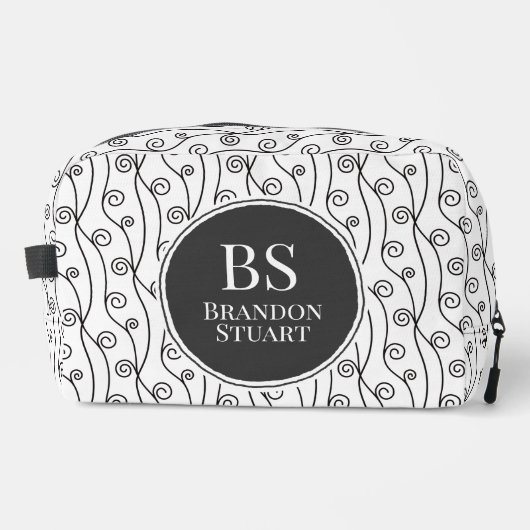 Schwarz-Weiß-Wirbel personalisiert Waschbeutel (Vorderseite)