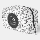 Schwarz-Weiß-Wirbel personalisiert Waschbeutel (Rechte Ecke)