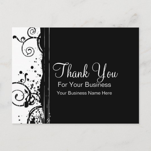 Schwarz-Weiß-Wirbel: Vorlage für Visitenkarten Postkarte (Vorderseite)
