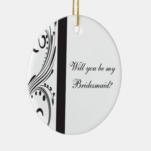 Schwarz-Weiß-Wirbel werden Sie meine Brautjungfrau Keramik Ornament (Rechts)