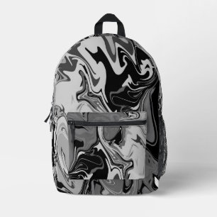 Schwarz-Weiß-Wirbelkunst Bedruckter Rucksack