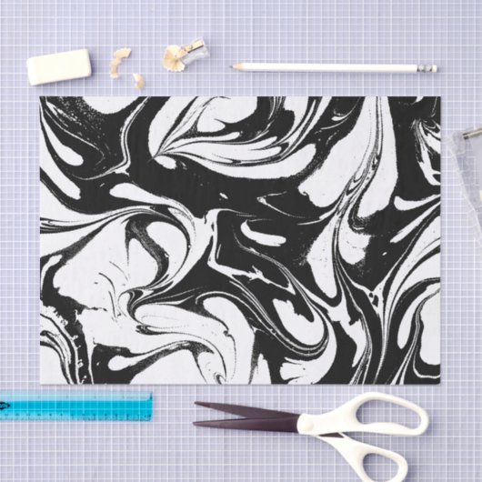 Schwarz-Weiß-Wirble Marmortextur Seidenpapier (Handwerk)