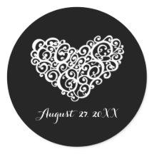 Schwarz-Weiß-Wirbles Herz - Einfache Circle-Aufkle