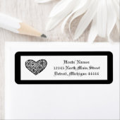 Schwarz-Weiß-Wirbles Herz - Rücksendeadresse (Insitu)