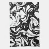 Schwarz-Weiß-Wirbles Marmormuster Geschirrtuch (Vertikal)
