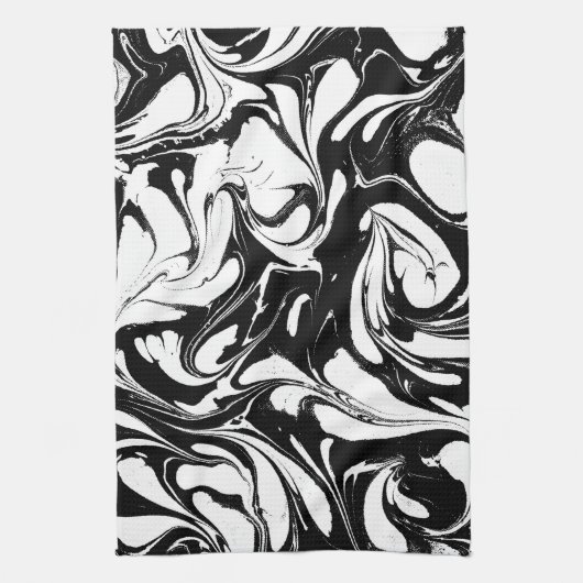 Schwarz-Weiß-Wirbles Marmormuster Geschirrtuch (Vertikal)