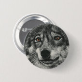 Schwarz-Weiß-Wolf-Abbildung Button (Vorne & Hinten)