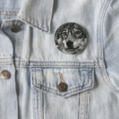 Schwarz-Weiß-Wolf-Abbildung Button (Beispiel)
