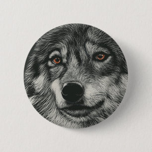 Schwarz-Weiß-Wolf-Abbildung Button
